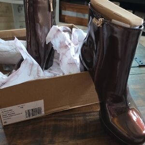 Jessica Simpson Shiny Brown Heeled Boots